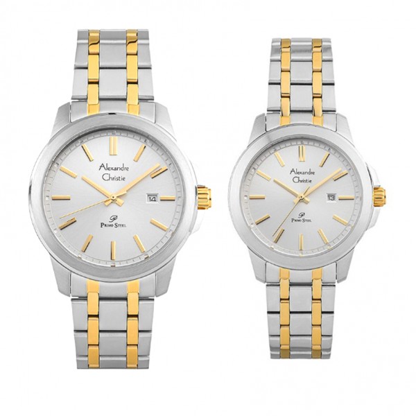 Alexandre Christie AC 1017 Silver Gold White Couple